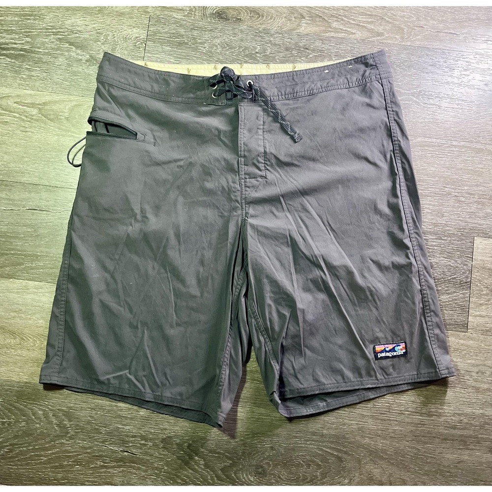 Patagonia Swim Shorts Mens 38 Gray Board Shorts Drawstring Pocket Quick Dry
